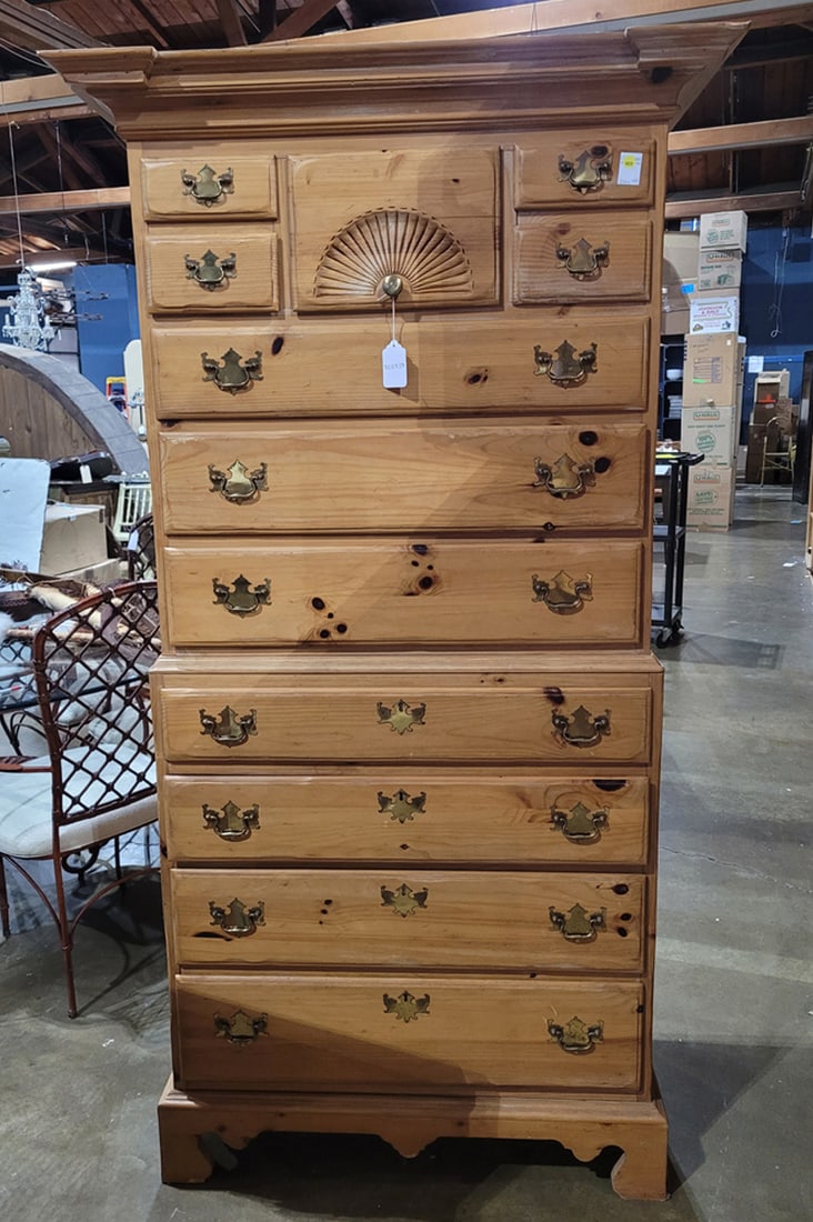 A Thomasville Replicas pine chest on chest in the Queen Anne style (1 of 1)