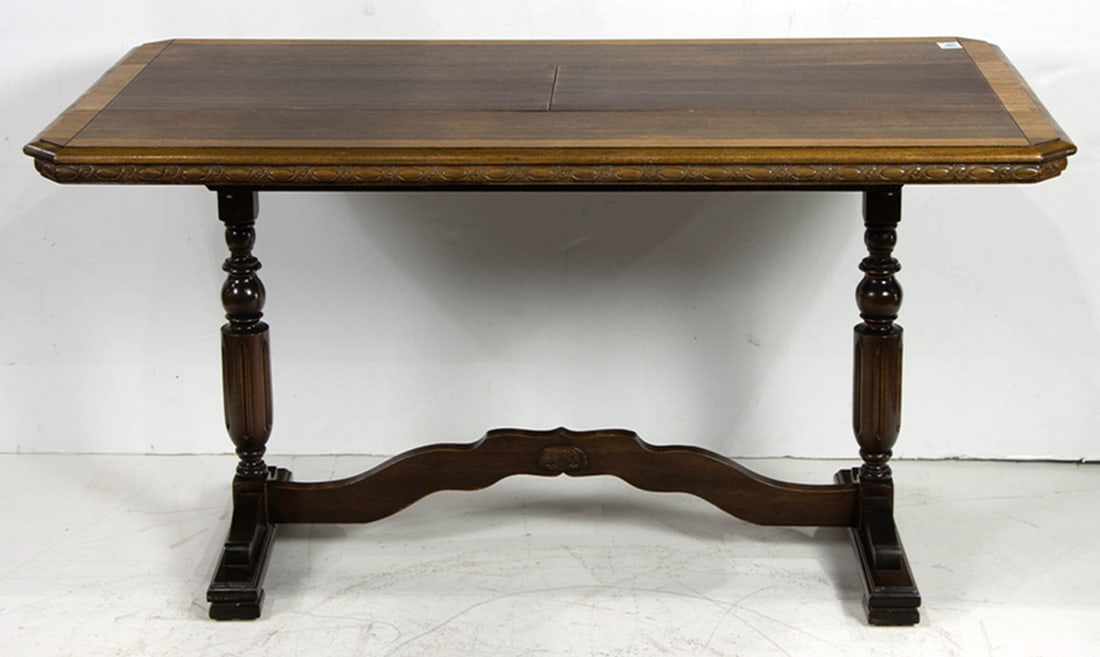 A Spanish Revival expanding console table: A Spanish Revival expanding console table, circa 1930s, 30"h x 54"w