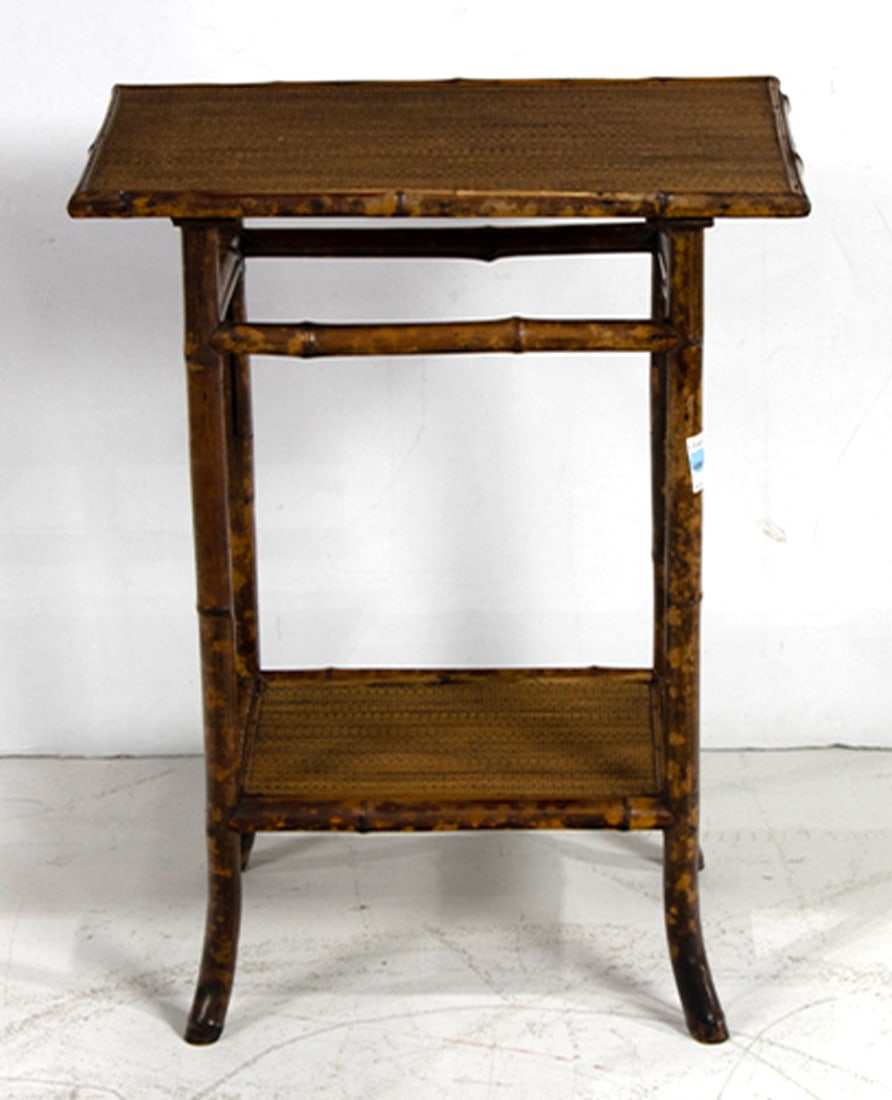 A Victorian bamboo and rattan mat side table (1 of 1)