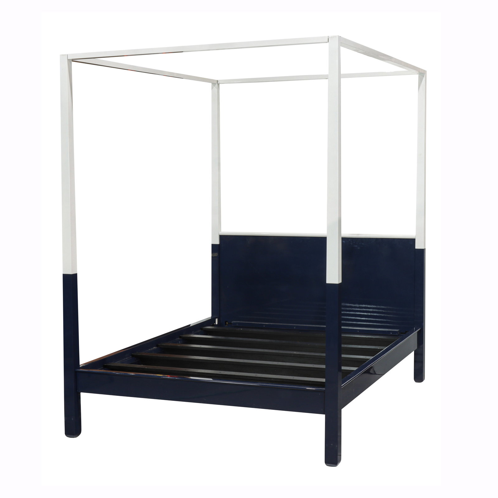 A Modern blue and white lacquer queen size four-post bed (1 of 5)