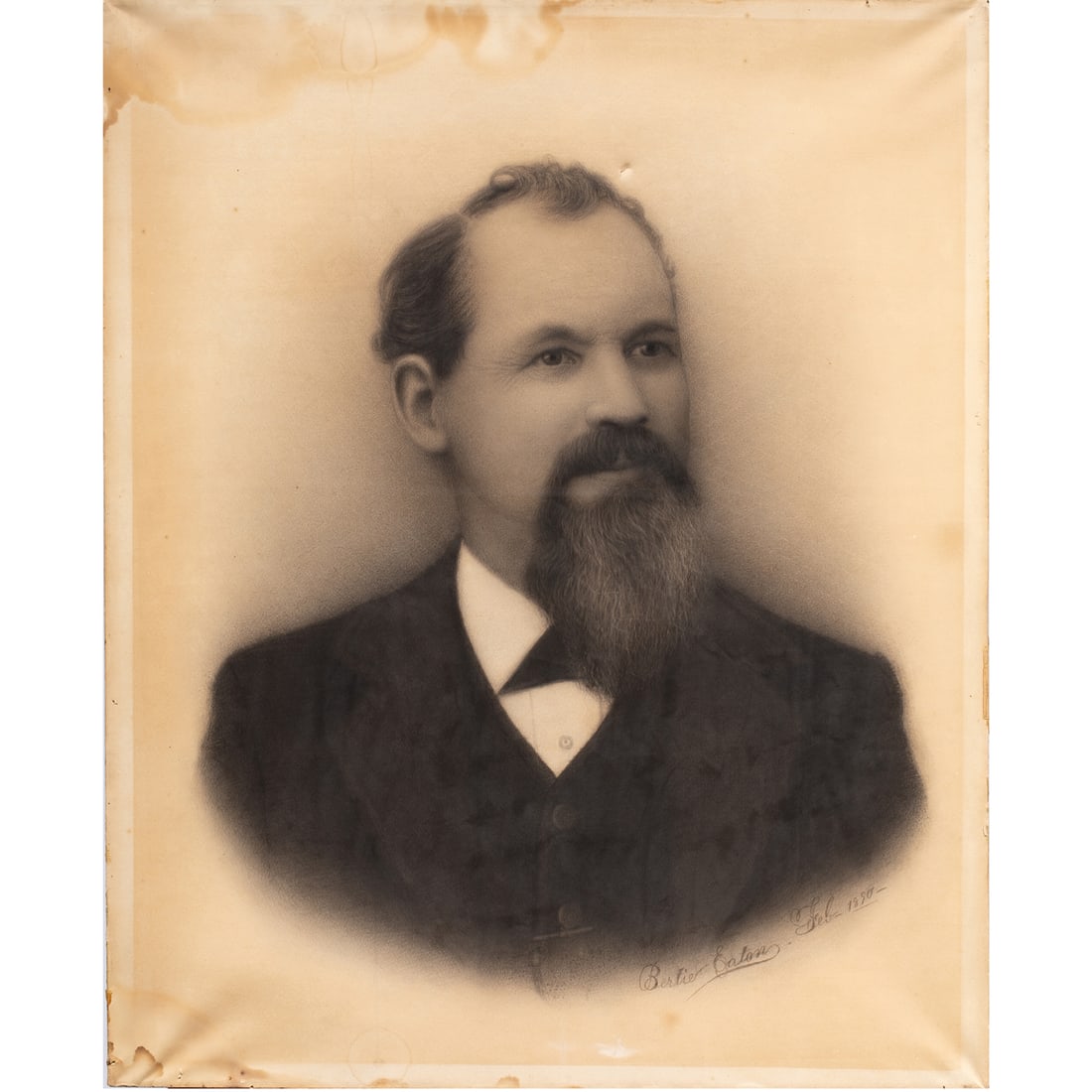 Work on paper, Portrait of Dr. Norman Klein: Anonymous (19th century), "Portrait of Dr. Norman Klein," crayon enlargement, museum inventory no: 52494, sheet (unframed): 26"h x 21.25"w. Provenance: Property of the Fine Arts Museums of San Francis