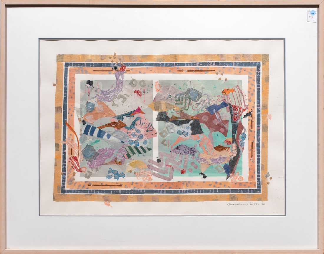 Mixed Media, Diana van Hall: Diana van Hall (Dutch, 20th century), Untitled, mixed media on paper, signed and dated lower right, overall (with frame): 35.5"h x 45"w