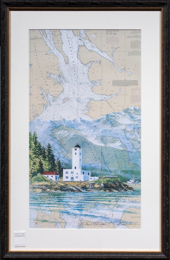 Print, Brenda Schwartz-Yeager: Brenda Schwartz-Yeager (American, 20th/21st century), "Five Finger Light Station," offset print, pencil signed lower right, edition 30/700, overall (with frame): 30" hx 19.5"w
