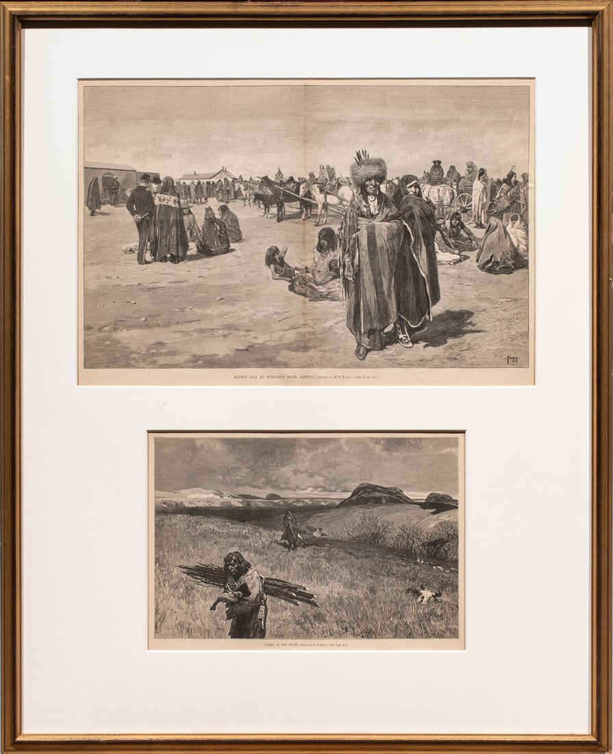 Prints, After H.F. Farny: After H.F. Farny (American/French, 1847-1916), Illustrations of Native Americans, lithographs, overall (with frame): 32.5"h x 26.5"w