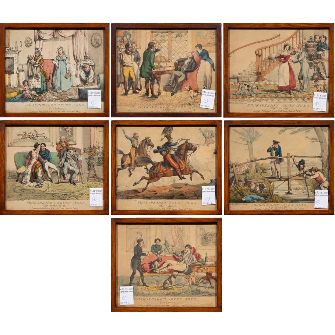 Prints, British School (20th century): (lot of 7) British School (20th century), Shakespearean Scenes, lithographs, overall (with frame, for each): 9"h x 10.5"w