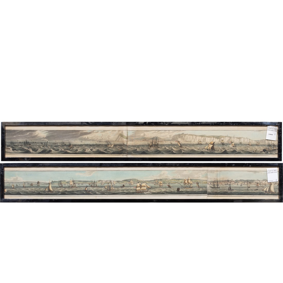 Prints, British School (20th century): (lot of 2) British School (20th century), Sailing Scenes, lithographs, overall (with frame, for each): 5"h x 35.25"w