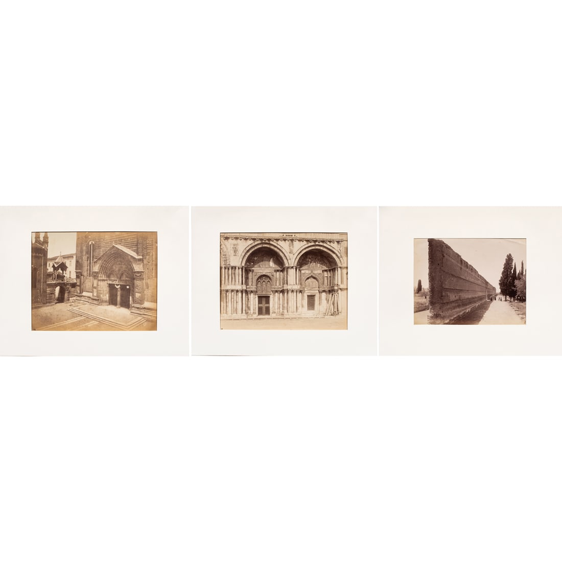 Photographs, European School (19th century): (lot of 3) European School (19th century), Untitleds, albumen prints, overall (with mat, for larger two): 16"h x 20.5"w