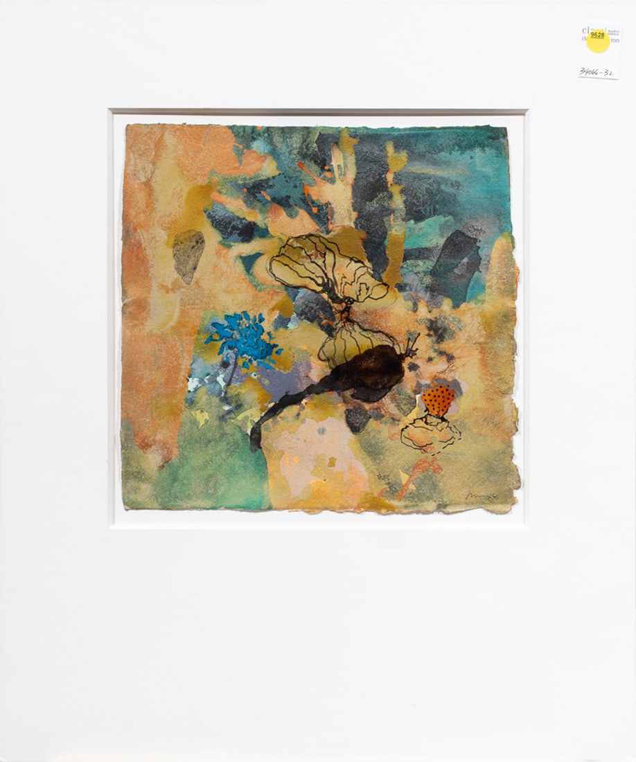 Work on paper, Bob Nugent: Bob Nugent (American, b. 1947), "Sertao Journal #44," mixed media on paper, pencil signed in image lower right, signed, titled, and numbered "#4531" verso of mat, sheet: 12.5"h x 12"w, overall (with