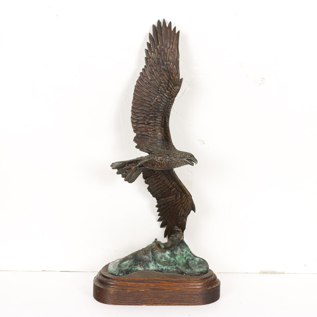 Sculpture, William Hald (American, 20th century): William Hald (American, 20th century), Eagle, bronze sculpture, overall: 19"h x 8.5"w x 6"d