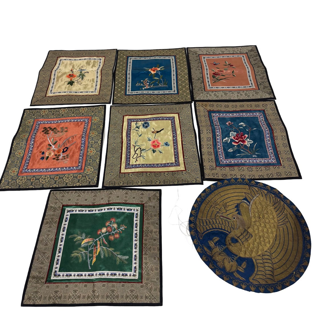 (lot of 8) Chinese embroidered panels (1 of 5)