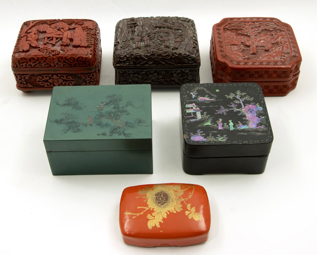 (lot of 6) Chinese and Japanese lacquered boxes (1 of 1)