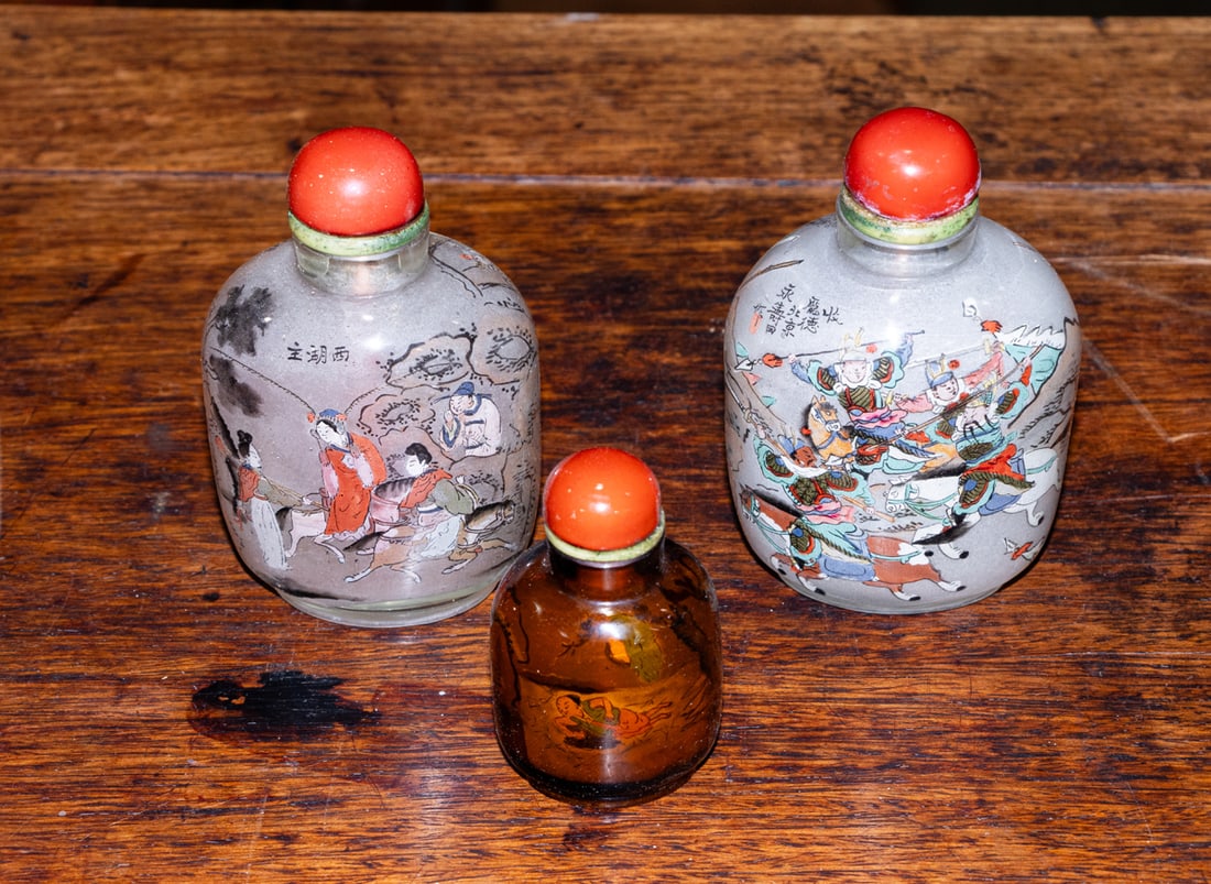 (lot of 3) Chinese inside painted glass snuff bottles (1 of 1)