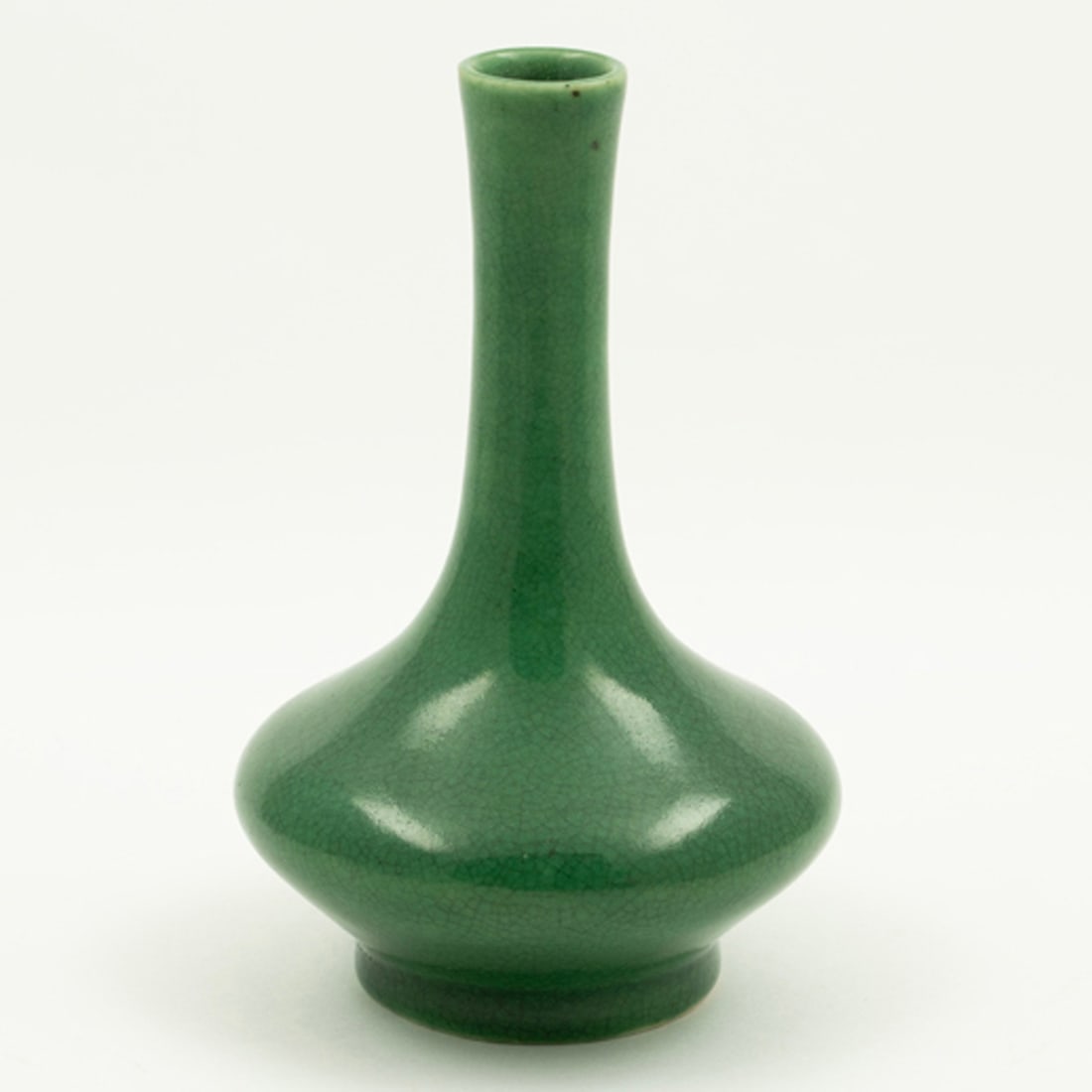 A Chinese apple-green glazed miniature bottle vase (1 of 5)