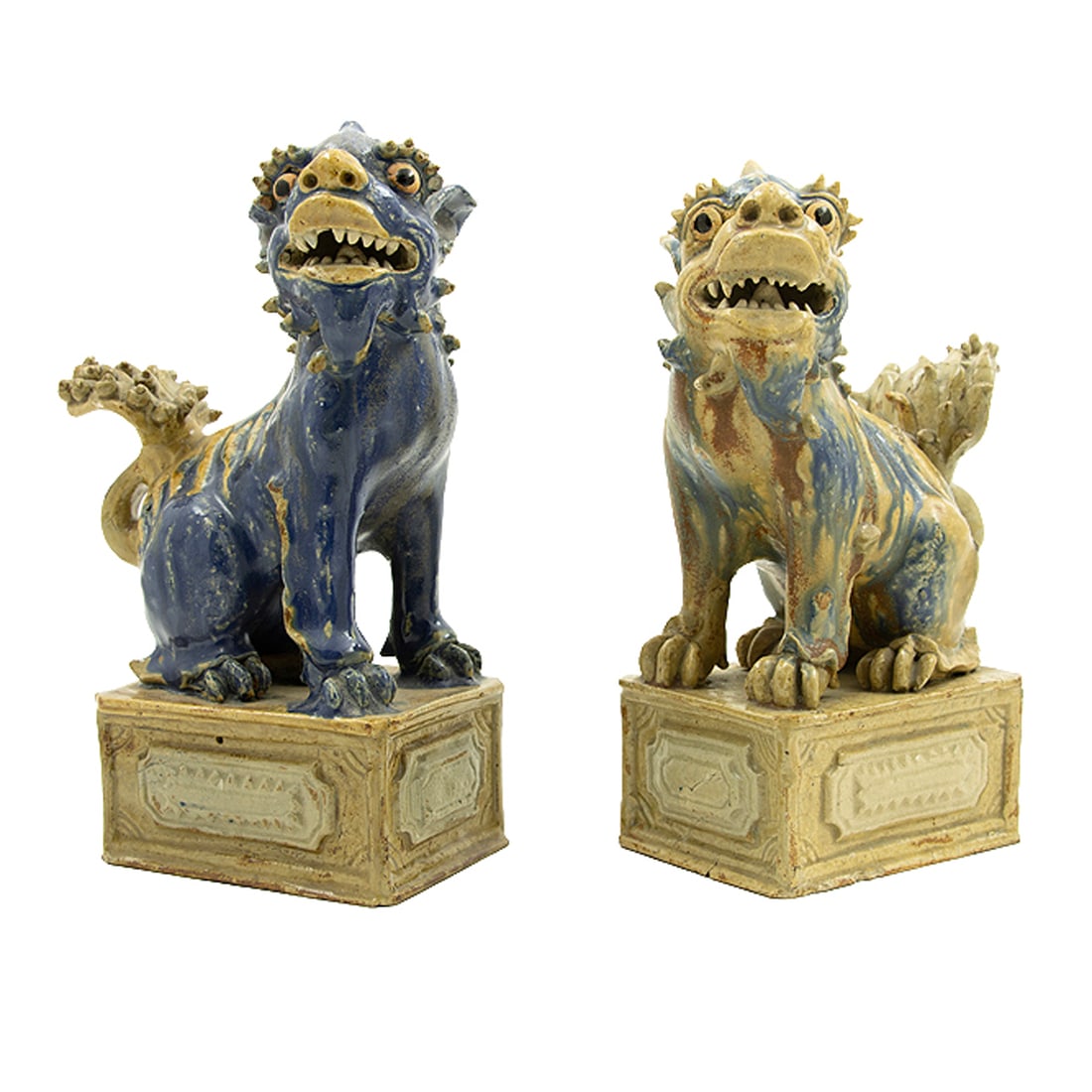 A pair of Chinese glazed foo dogs (1 of 3)