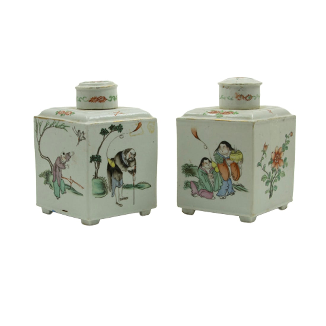 (lot of 2) Chinese famille rose tea caddies (1 of 3)