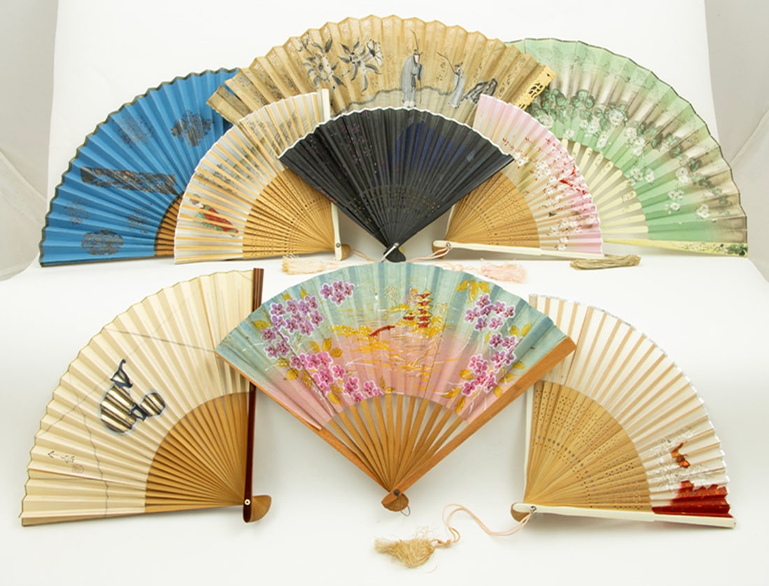 (lot of 9) Japanese folding fans (1 of 4)
