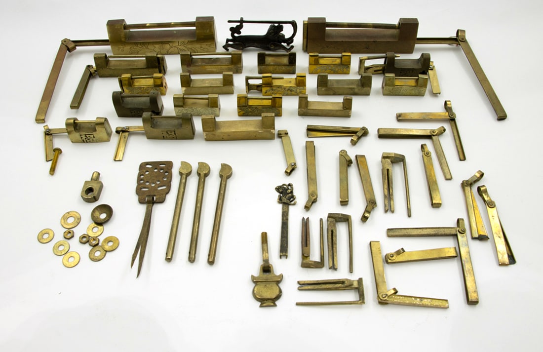 A group of Chinese brass locks and keys (1 of 1)