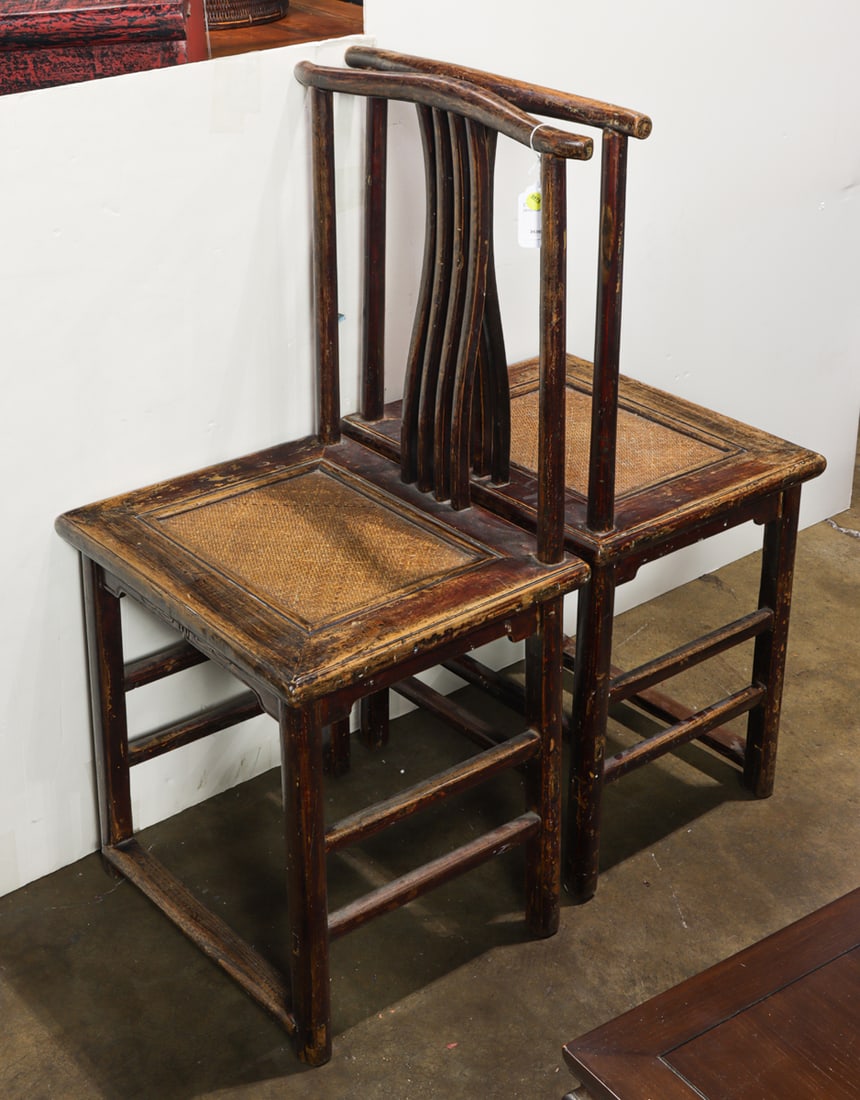 A pair of Chinese elm wood side chairs (1 of 1)
