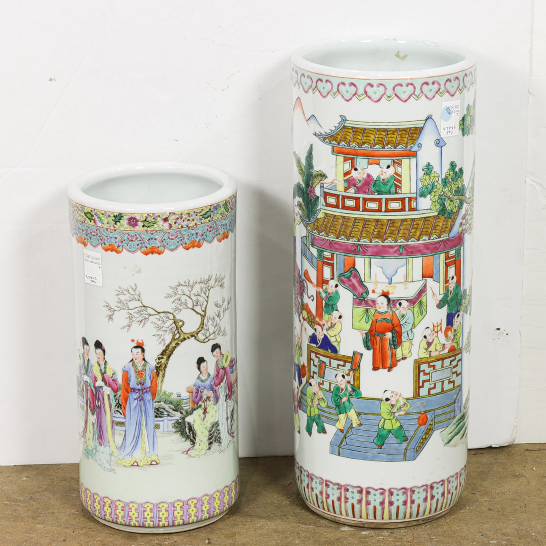 (lot of 2) Chinese famille rose umbrella stands (1 of 1)