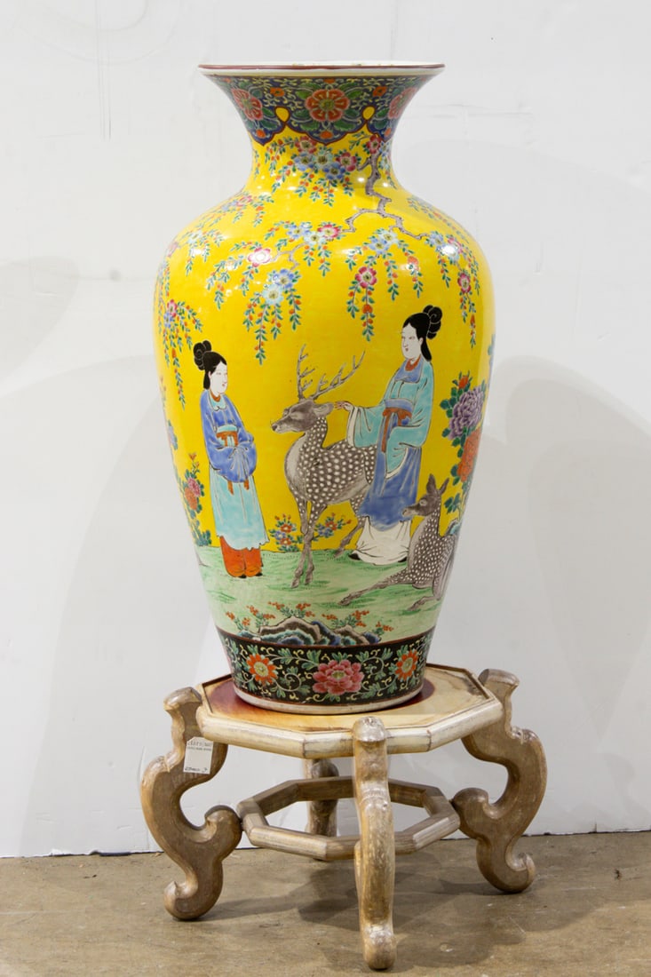 A large Japanese famille rose vase: A large Japanese famille rose vase. Early 20th century, 30.25" high.