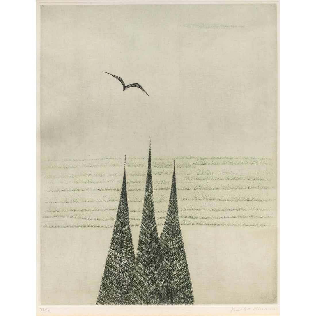 Keiko Minami (1911-2004) - Three Fir Trees (1 of 4)