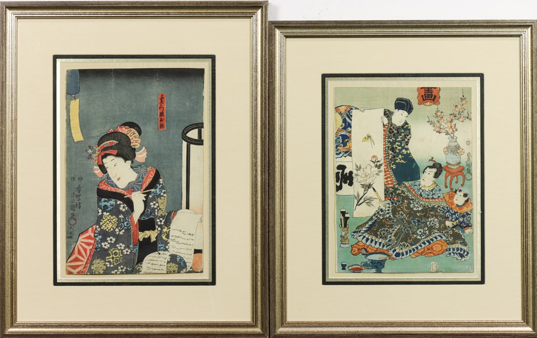 (lot of 2) Japanese woodblock prints by Toyokuni III (1 of 1)