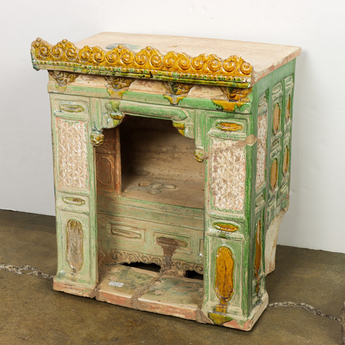 Chinese sancai glazed model of bed chamber (1 of 1)