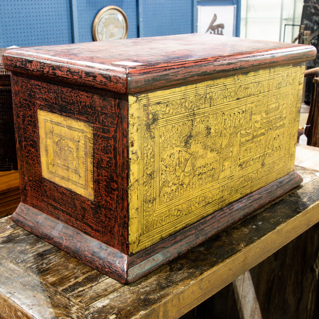 A Burmese red and gilt lacquered trunk (1 of 1)
