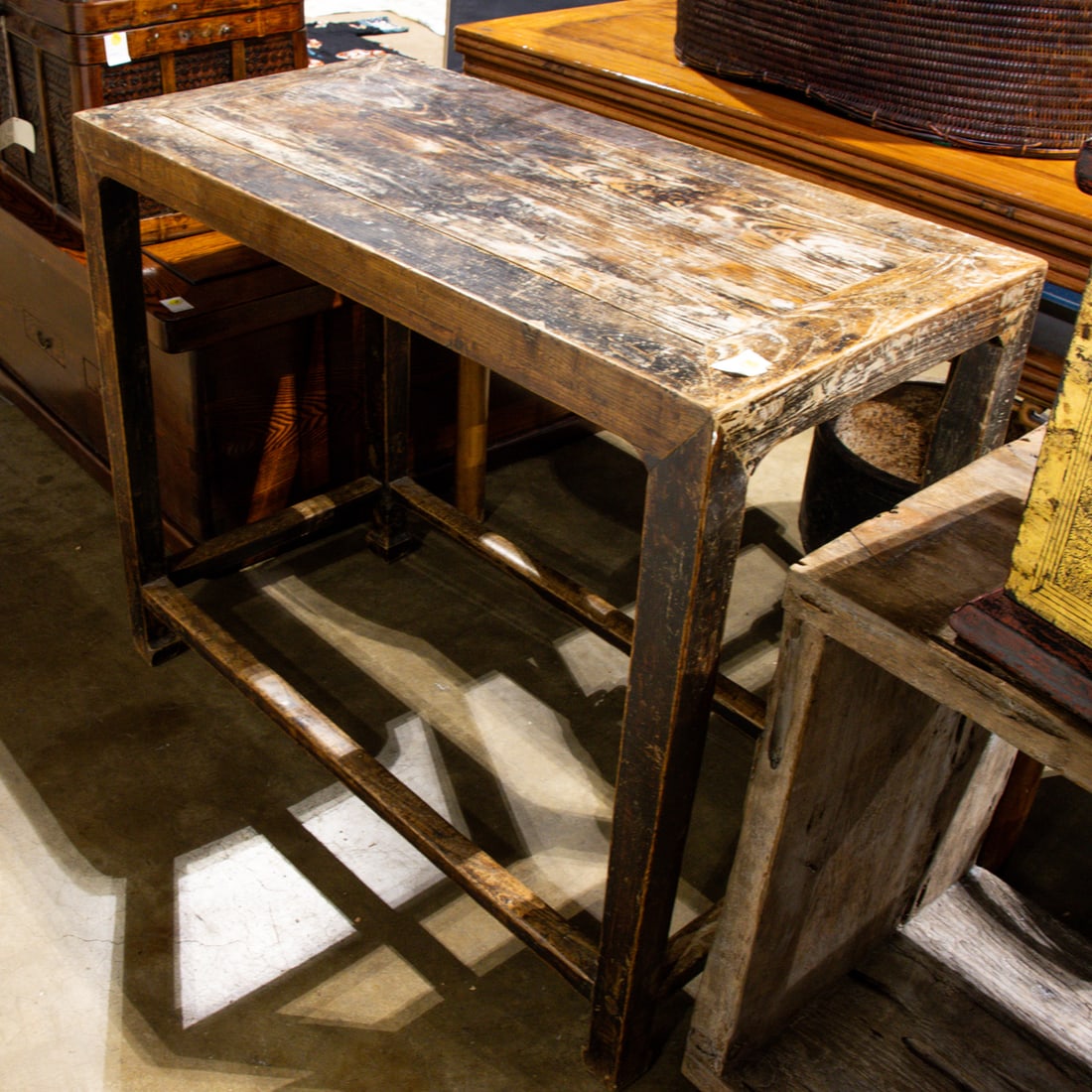 A Chinese elm wood side table (1 of 1)