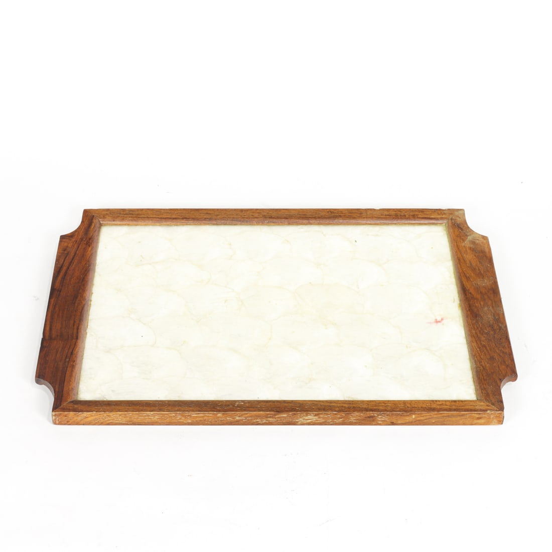 A Chinese export rosewood and mother-of-pearl tea tray: A Chinese export rosewood and mother-of-pearl tea tray. 20th century, 18.75" wide.