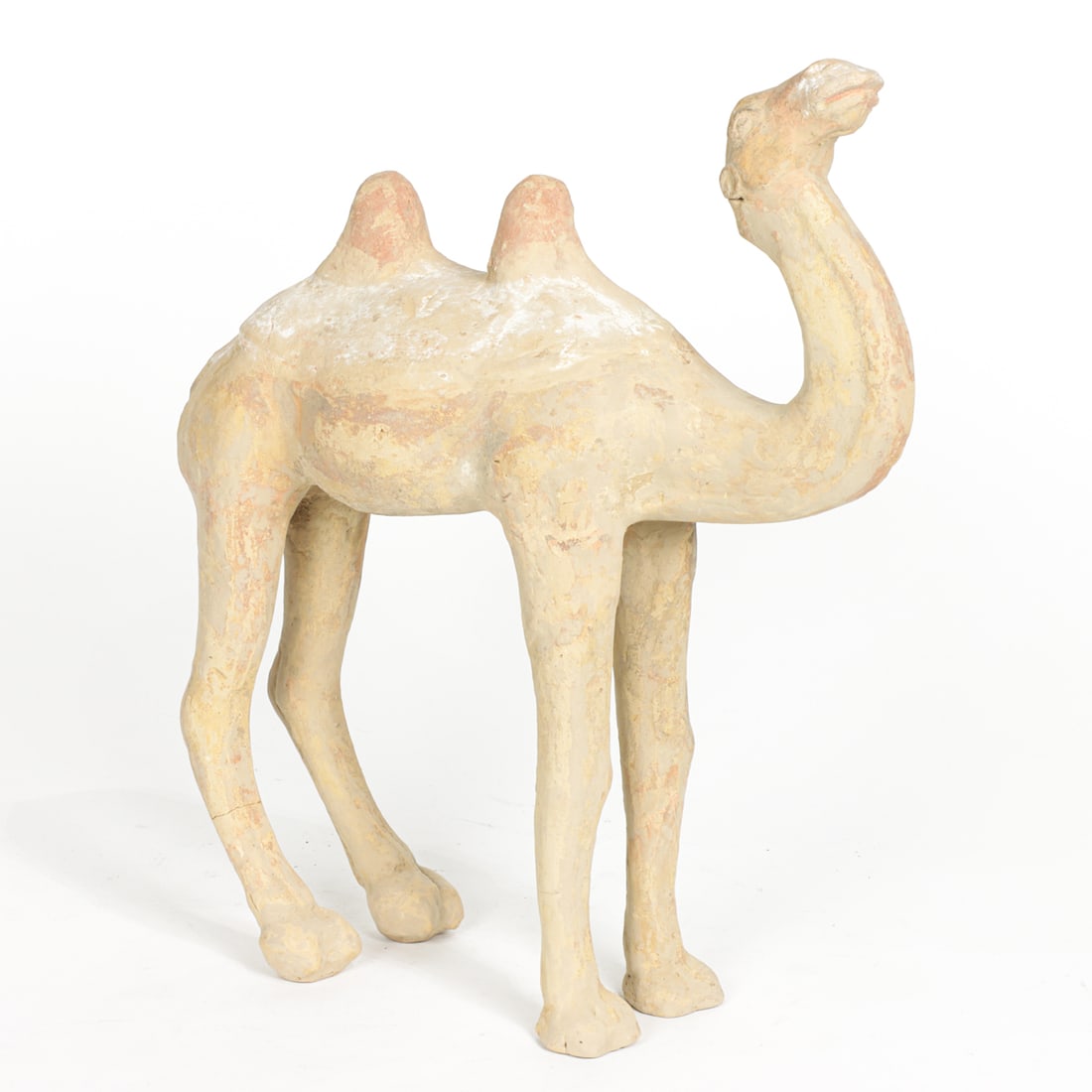 A Chinese pottery camel figure: A Chinese pottery camel figure. Tang dynasty, 17.25" high.