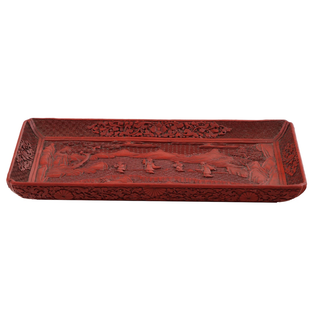 A Chinese cinnabar lacquer rectangular tray (1 of 5)
