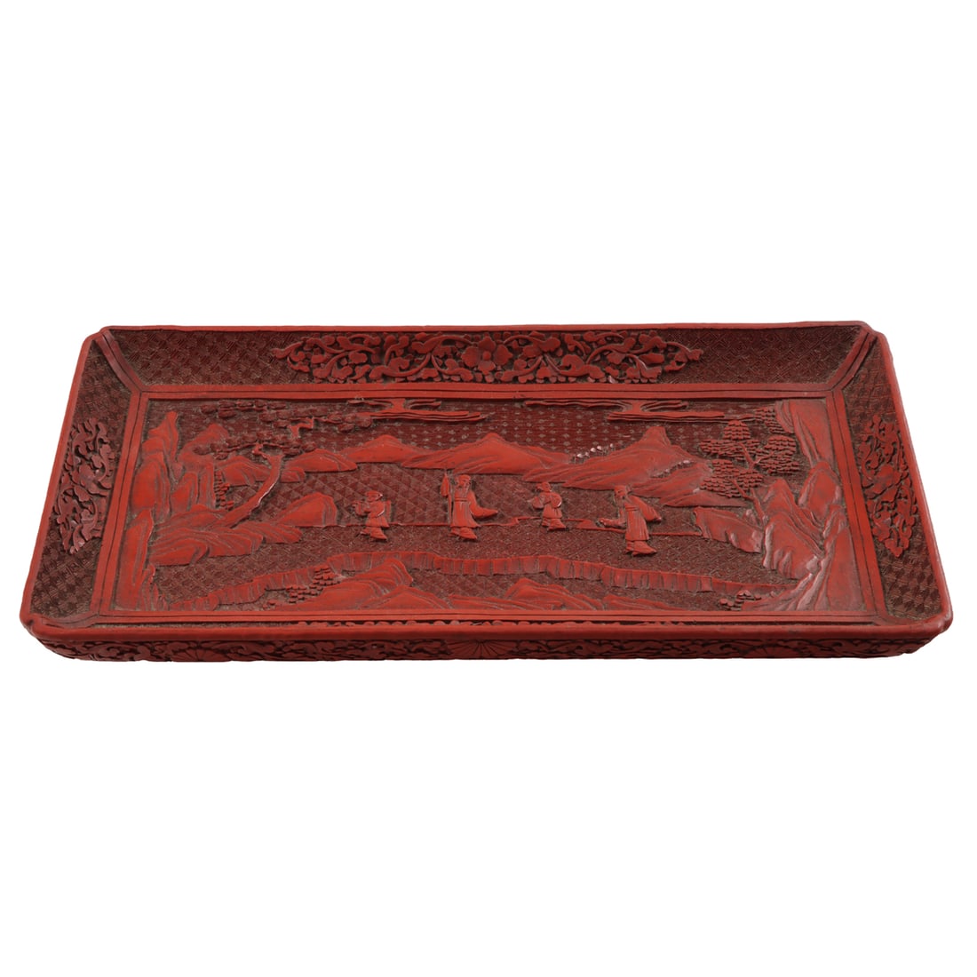 A Chinese cinnabar lacquer rectangular tray - 2