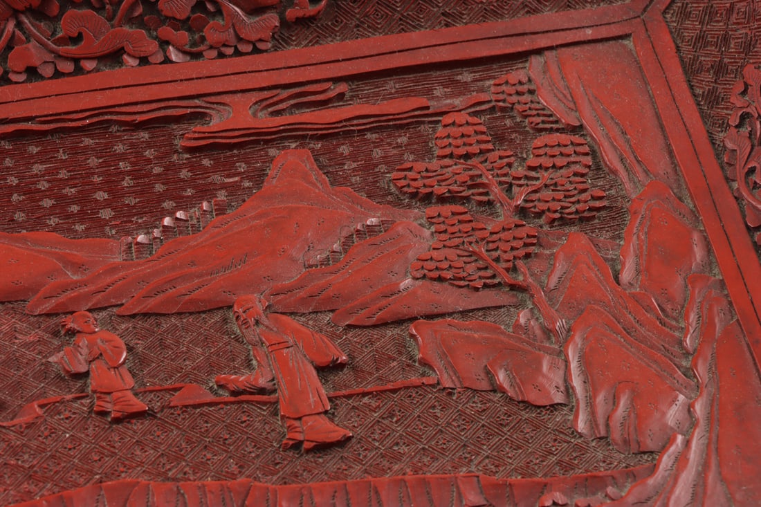 A Chinese cinnabar lacquer rectangular tray - 5