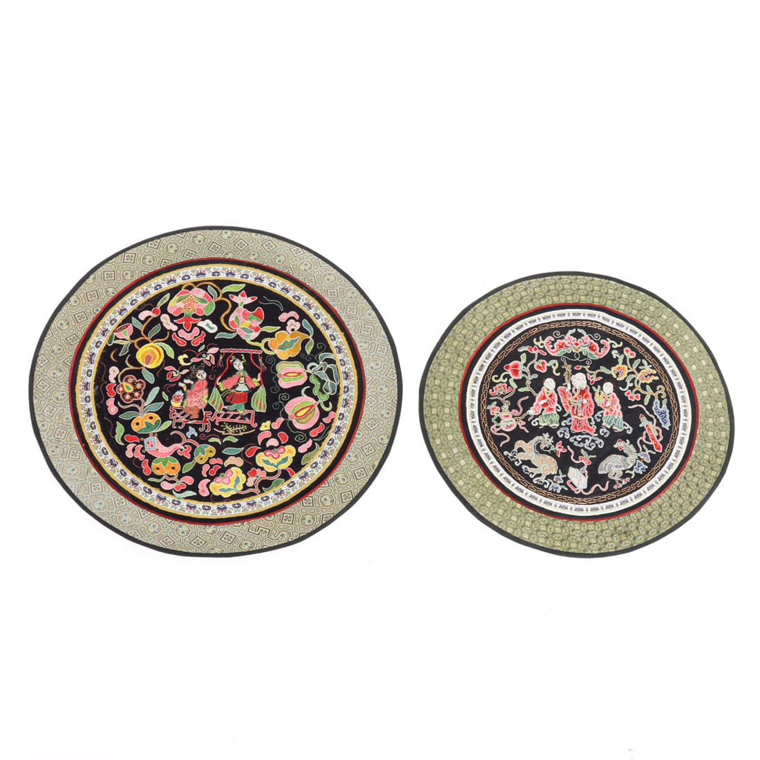 (lot of 2) Chinese embroidered silk roundels (1 of 1)