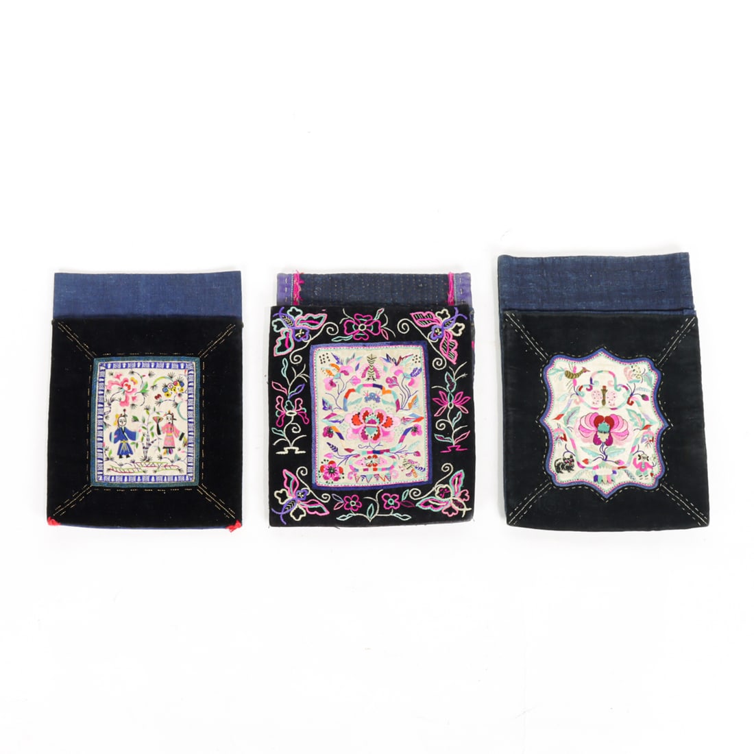 (lot of 3) Chinese embroidered silk belt pouches (1 of 1)