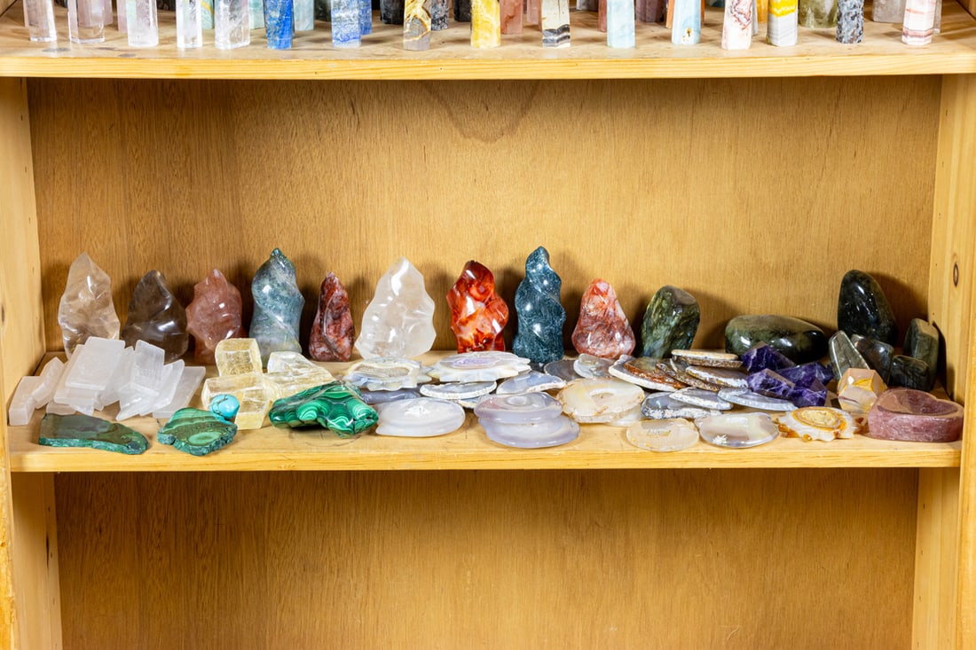 A shelf of various mineral specimens (1 of 1)