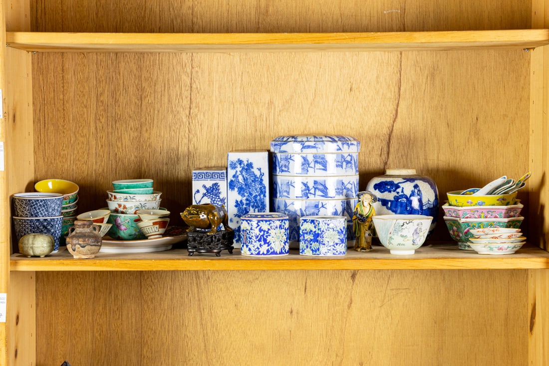A shelf of Chinese and Japanese ceramic objects (1 of 1)