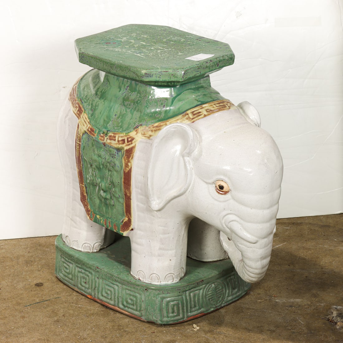 Chinese glazed ceramic elephant garden stool (1 of 1)