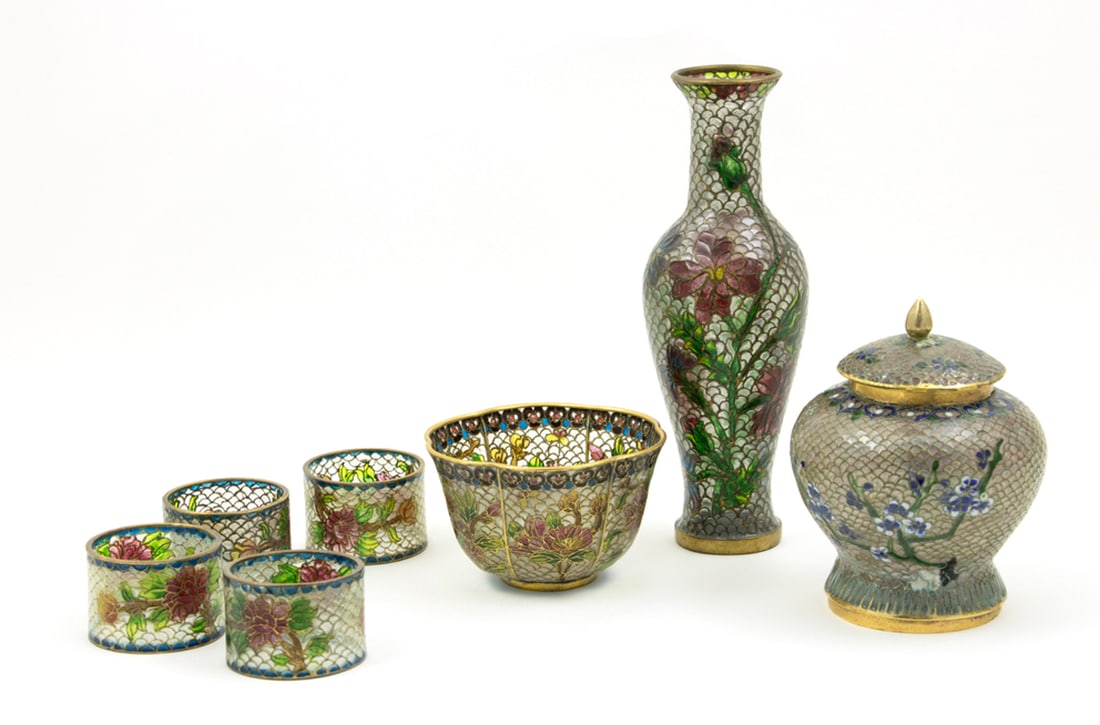 (lot of 7) Chinese champleve enamel objects (1 of 1)