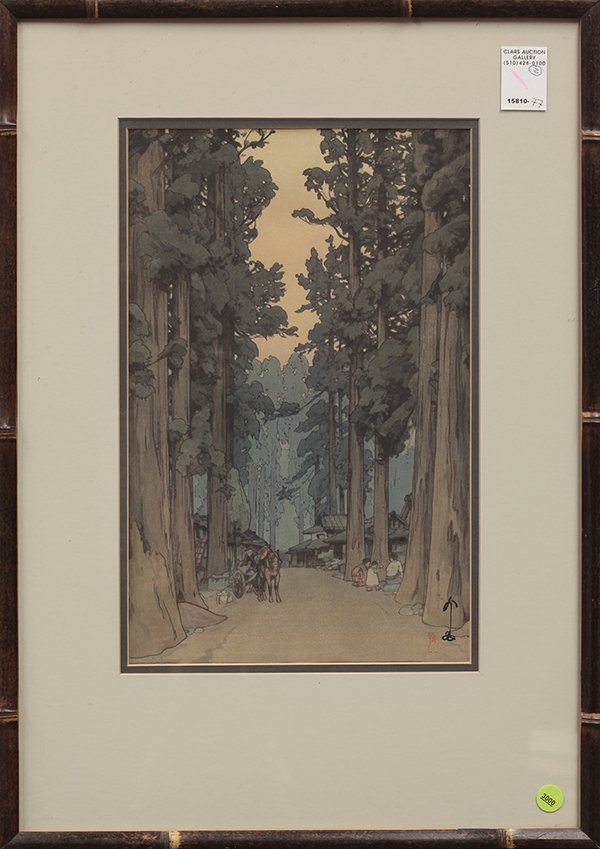 Japanese Woodblock Prints Yoshida Hiroshi: (lot of 2) Yoshida Hiroshi (Japanese, 1876-1950), the first 'Misty Day in Nikko', woodblock print, lower right with the signature and seal, left margin with the jizuri (=self printed) seal, title, dat