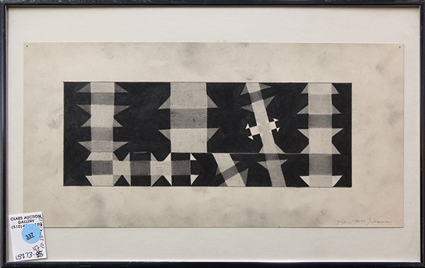 Abstract Work on Paper, Ken McLean: Ken McLean (American, Contemporary), Black and White Abstract, graphite on paper, signed lower right, overall (with frame): 10.25''h x 16.25''w