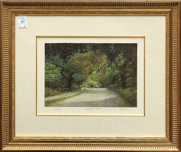 Color Lithograph, Harold Altman, "Bridle Path IV": Harold Altman (American, 1924-2003), "Bridle Path IV," 1986, color lithograph, signed and numbered in pencil, from an edition of 285, overall (framed): 31"h x 37.5"w