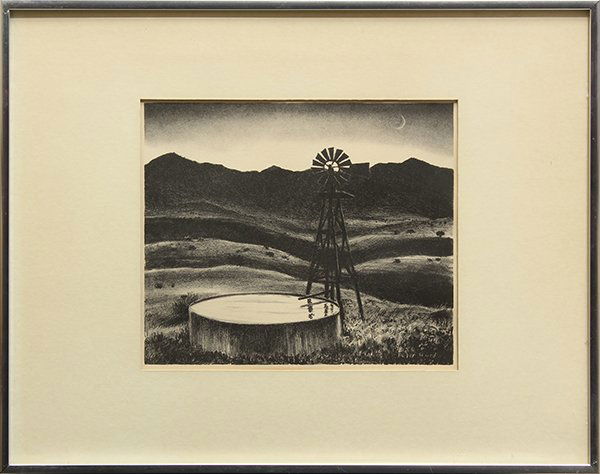 Print, Peter Hurd, The Water Tank: Peter Hurd (American, 1904-1984), The Water Tank, lithograph, plate signed lower right, overall (with frame): 15.25 x 19.25
