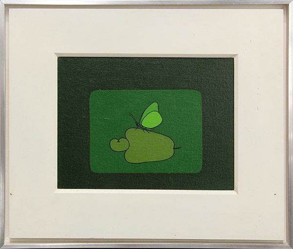 Painting, Antonio Maia: Antonio Maia (Brazilian, b. 1928), "Hookers Green," 1973, acrylic on board, signed, titled and dated verso, artist title label affixed verso, overall (with frame): 20''h x 23.5''w