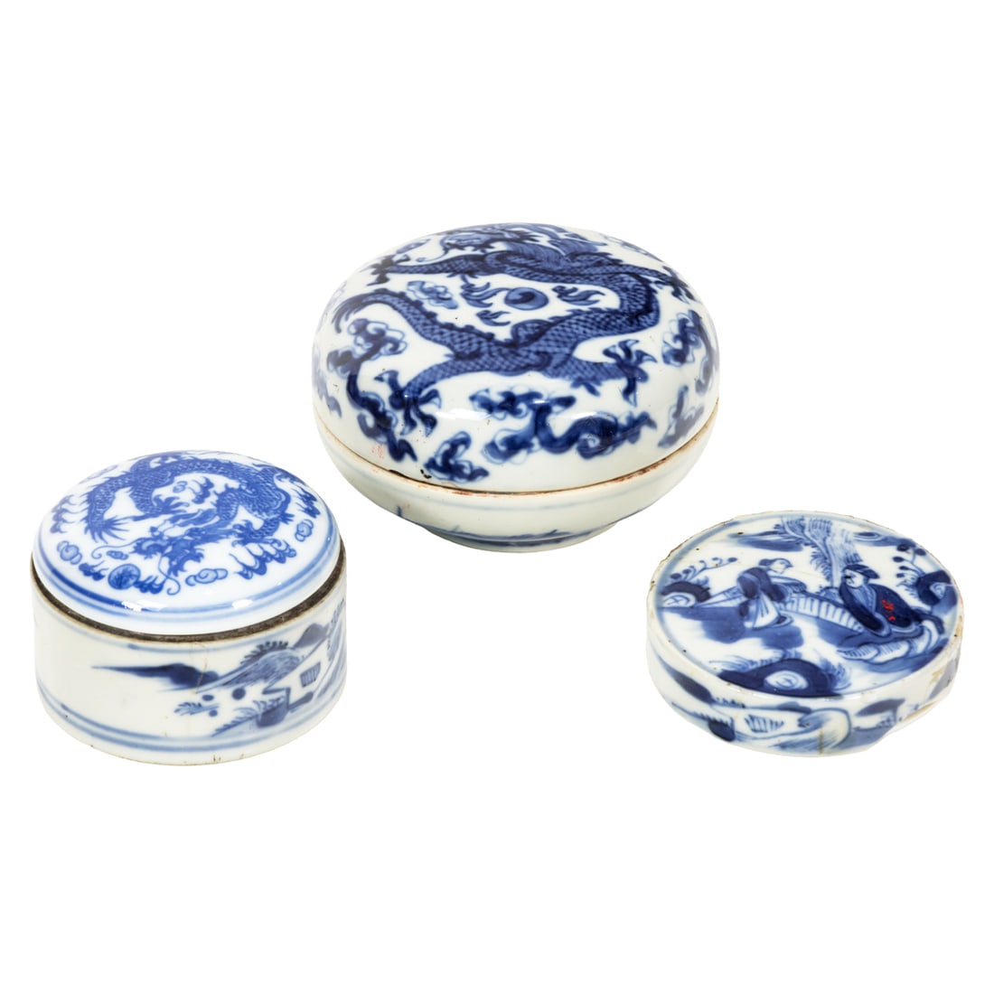 Three Chinese blue and white porcelain boxes (1 of 4)