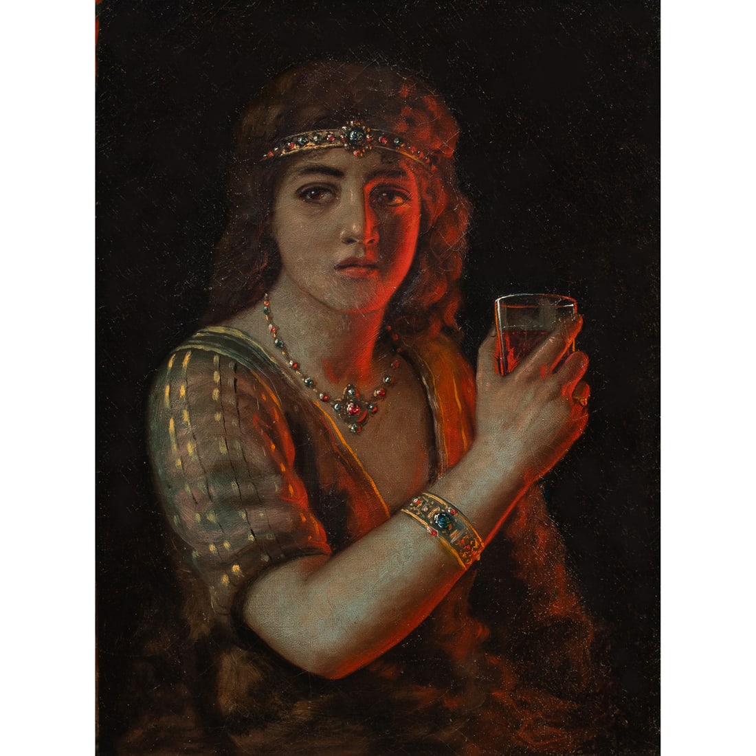 Painting, A.D.M. Cooper: Astley David Middleton Cooper (American, 1856-1924), Lady in Medieval Costume, oil on canvas, signed lower left, canvas: 27"h x 22"w, overall (with frame): 29"h x 24"w