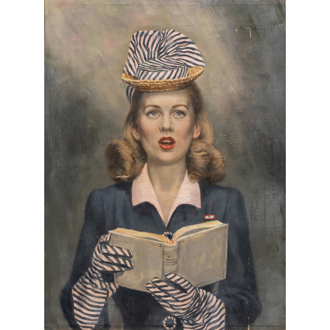 Painting, Ray Prohaska: Ray Prohaska (American, 1901-1981), Untitled, oil on canvas, signed upper right, canvas: 24"h x 17.75"w, overall (with frame): 28.25"h x 22"w. Note: A May 1944 issue of Good Housekeeping magazine