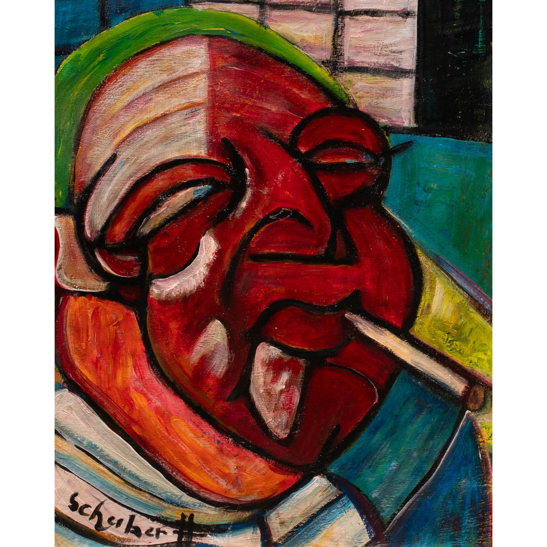 Painting, Hugo Scheiber: Hugo Scheiber (Hungarian, 1873-1950), Self-Portrait, oil on board, signed lower left, sight: 19"h x 15"w, overall (with frame): 23"h x 19"w