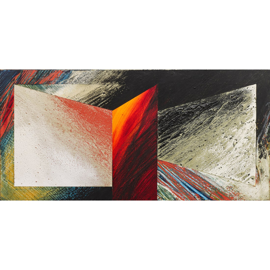 Mixed Media, Laddie John Dill: Laddie John Dill (American, b. 1943), Untitled, 1984, oil on canvas mounted on plywood board, board: 23.5"h x 48"w, overall (with frame): 24.25"h x 48.75"w. Provenance: Property of a West Coast